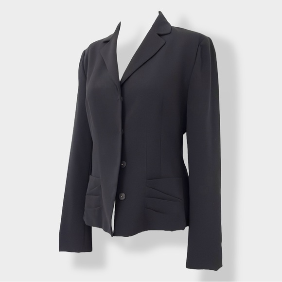 Tahari Black Fitted Jacket. Beautiful pleated detail on the pockets and the back - Picture 7 of 7